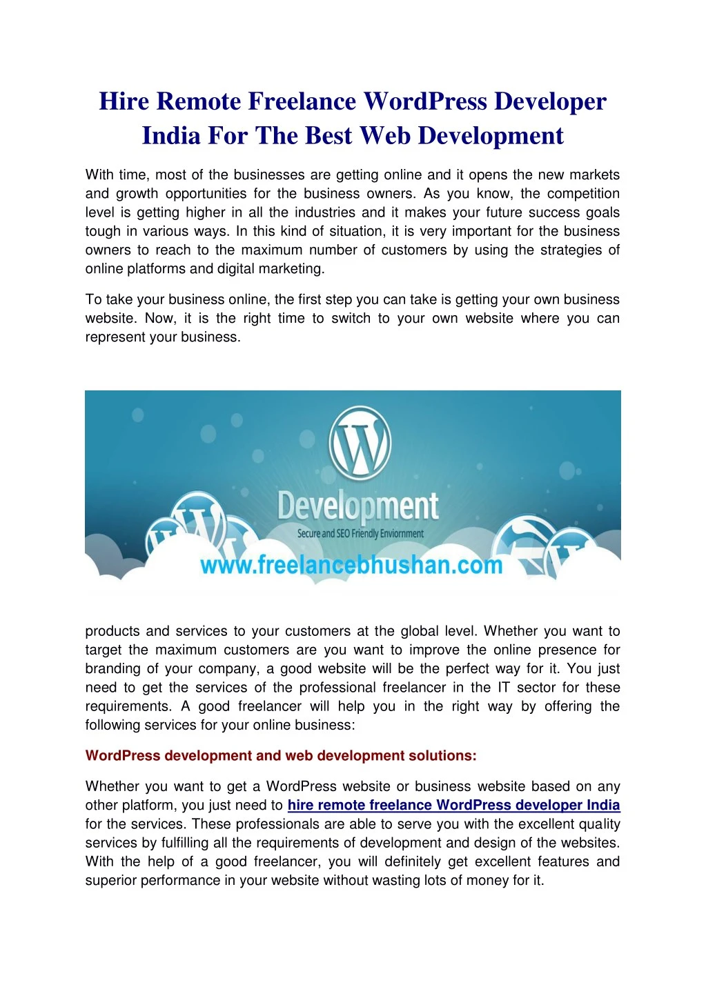 hire remote freelance wordpress developer india