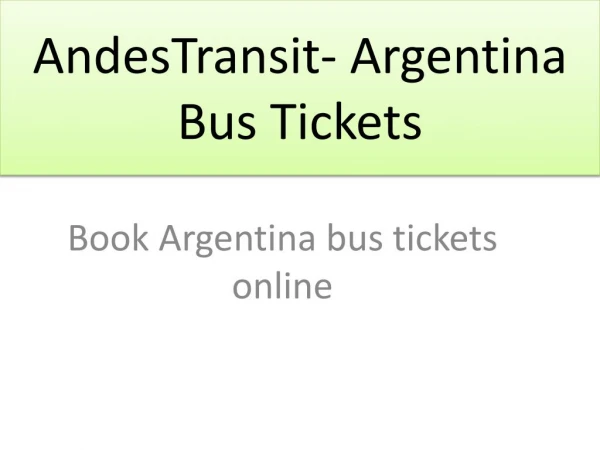 AndesTransit- Argentina Bus Tickets