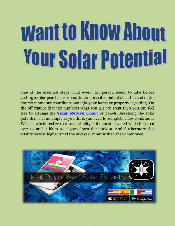Want to Know About Your Solar Potential
