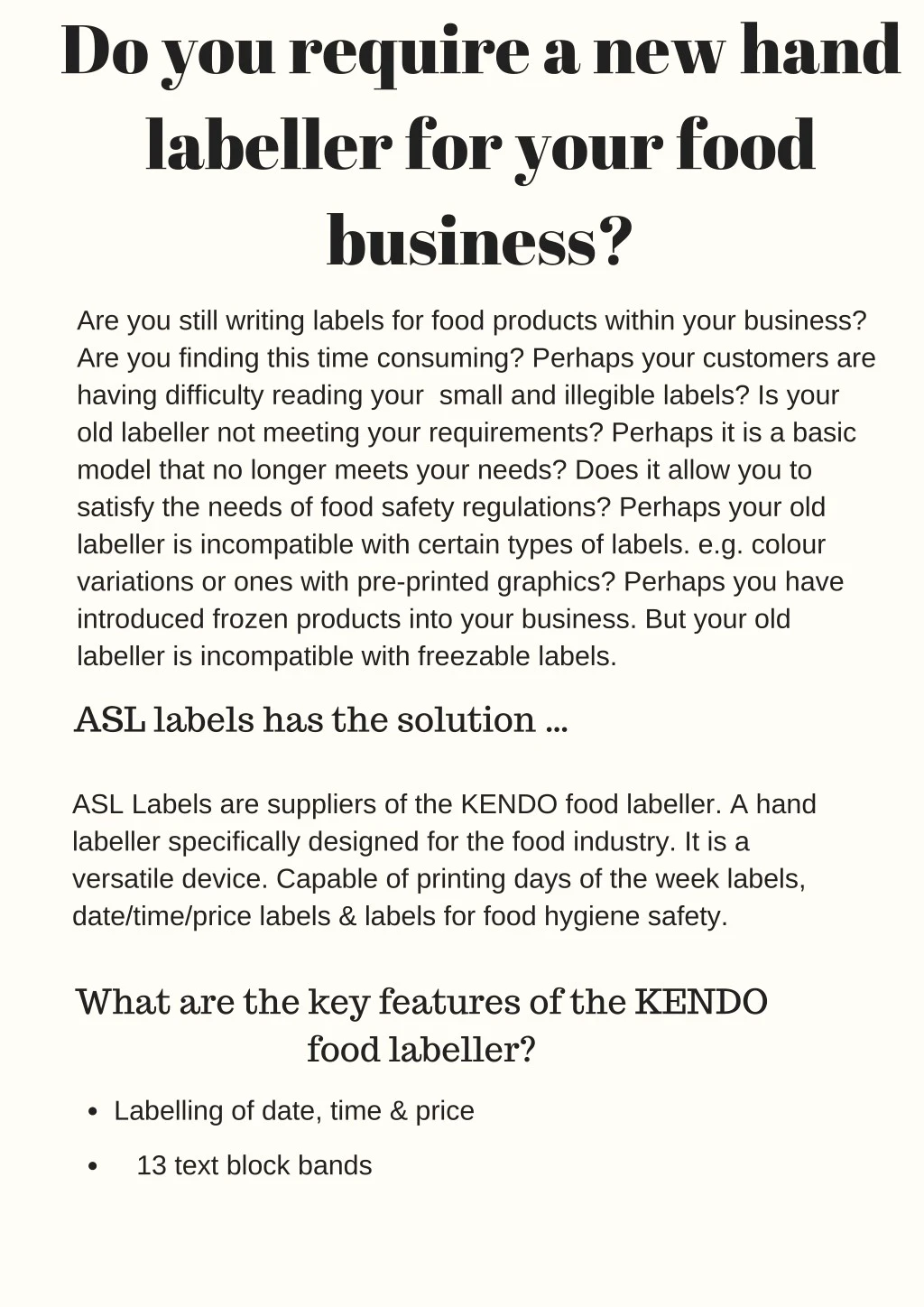 do you require a new hand labeller for your food