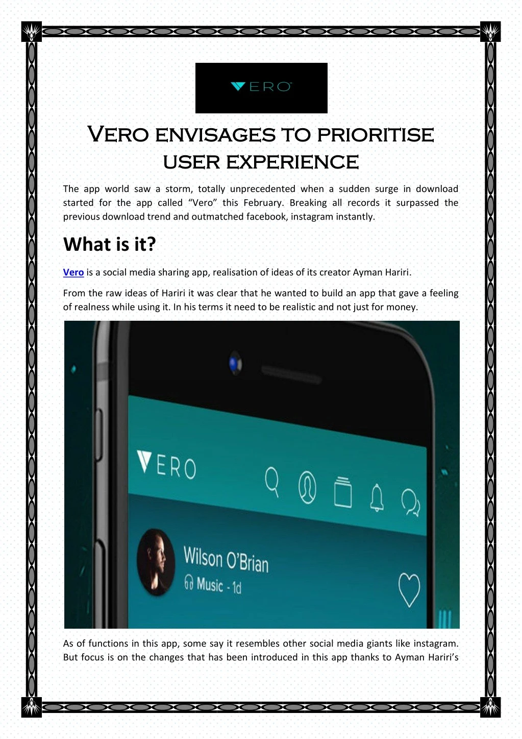 vero envisages to prioritise vero envisages