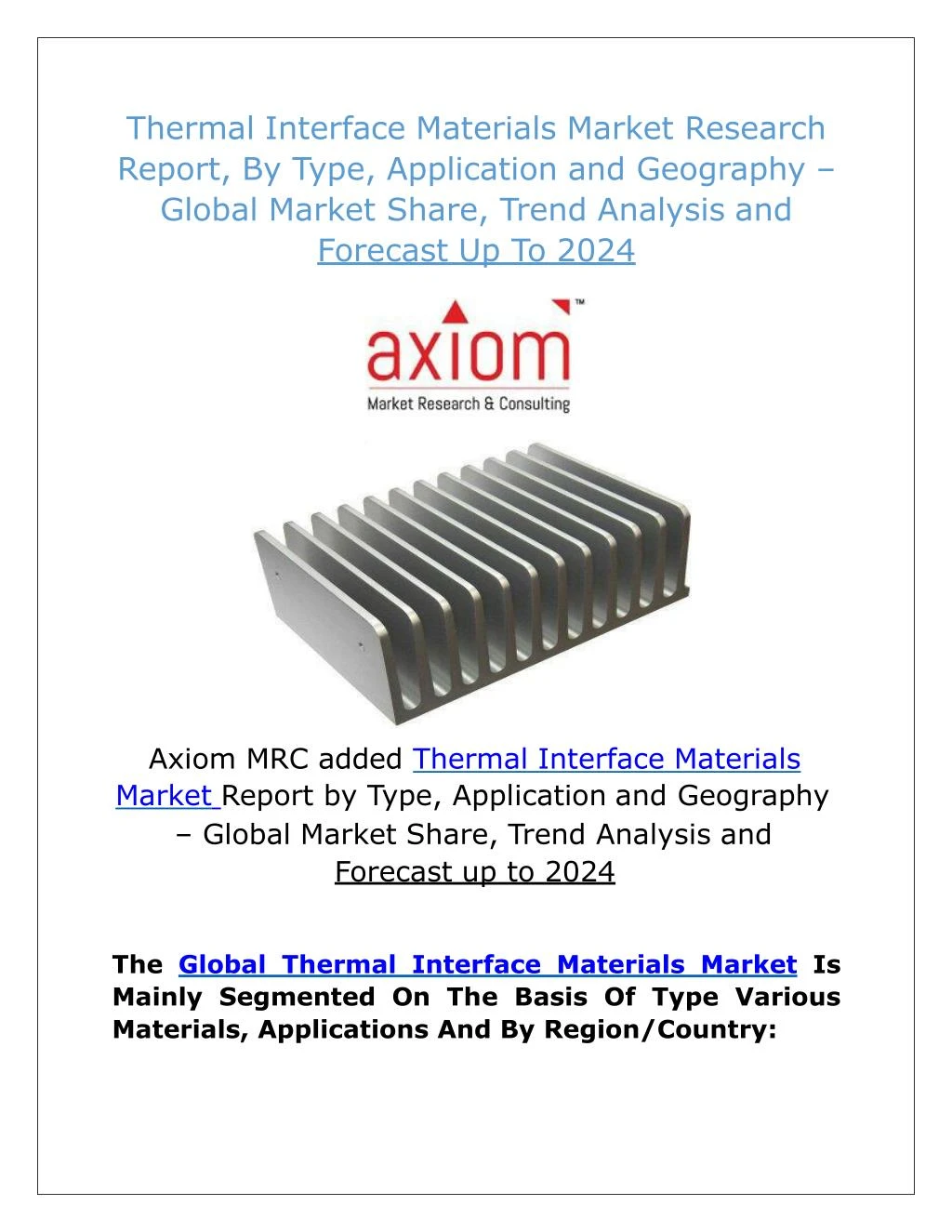 thermal interface materials market research