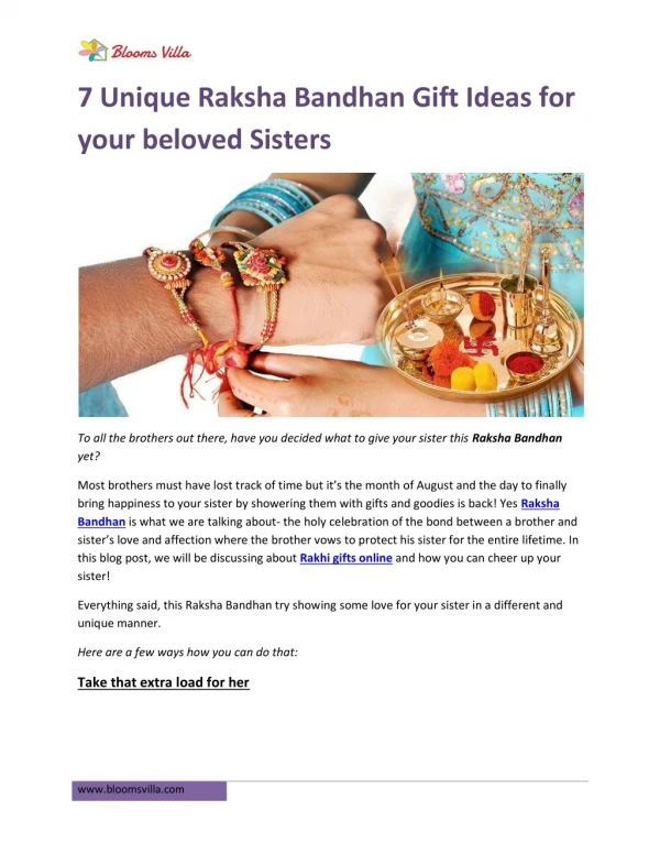 7 Unique Raksha Bandhan Gift Ideas for your beloved Sisters