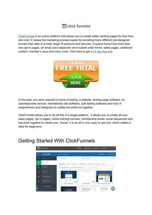clickfunnels is an online platform that allows