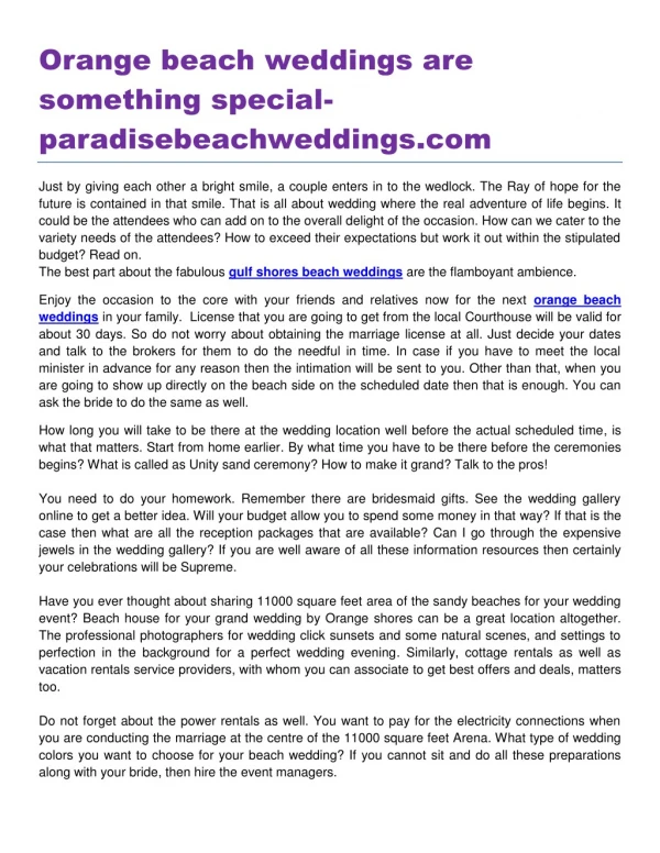 Orange beach weddings are something special paradisebeachweddings.com