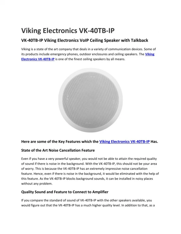 Viking Electronics VK-40TB-IP - GoHeadSets