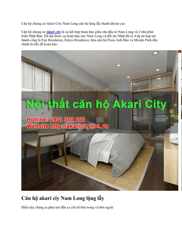 Akari city Nam Long can ho long lay thanh khoan cao