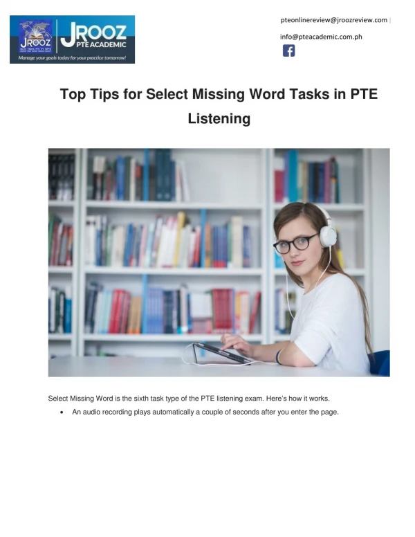 Top Tips for Select Missing Word Tasks in PTE Listening