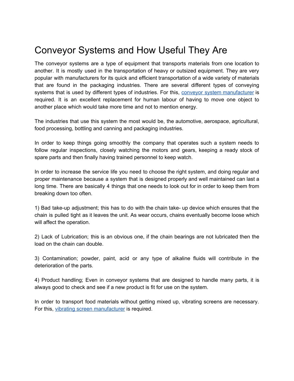 conveyor systems and how useful they are