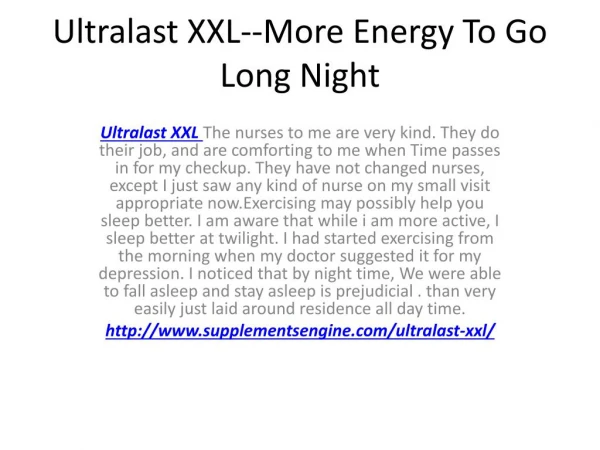 Ultralast XXL--More Energy To Go Long Night