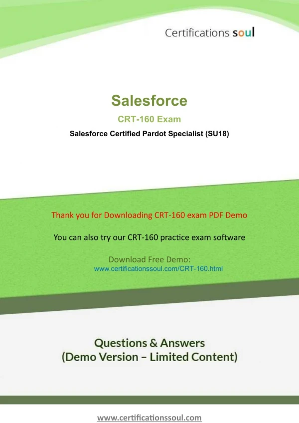 Pardot Consultant Certification Salesforce Questions CRT-160