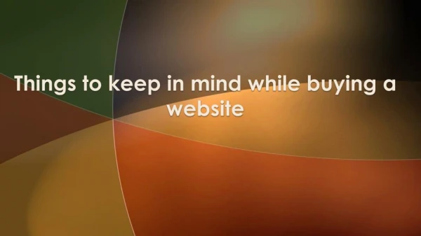 Keep in mind Following Thing while buying a website