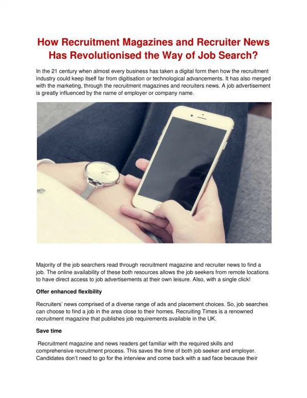 How Recruitment Magazines and Recruiter News Has Revolutionised the Way of Job Search?