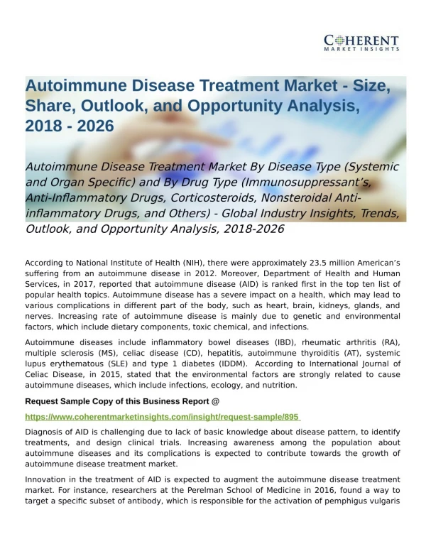 Autoimmune Disease Treatment Market - Opportunity Analysis, 2026