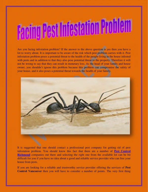 Facing Pest Infestation Problem