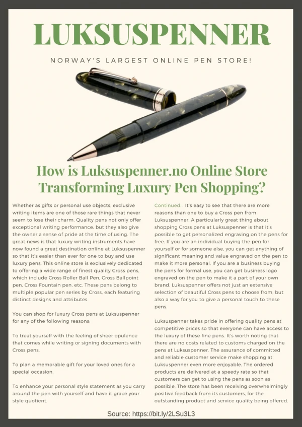 How is Luksuspenner Online Store Transforming Luxury Pen Shopping?