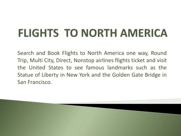 FIND FLIGHTS TO NORTH AMERICA