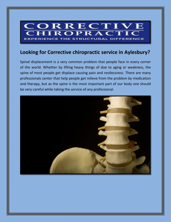 Looking for Corrective chiropractic service in Aylesbury?