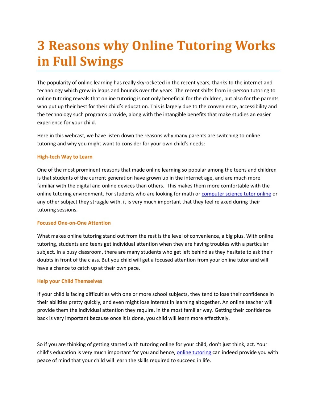 3 reasons why online tutoring works in full swings