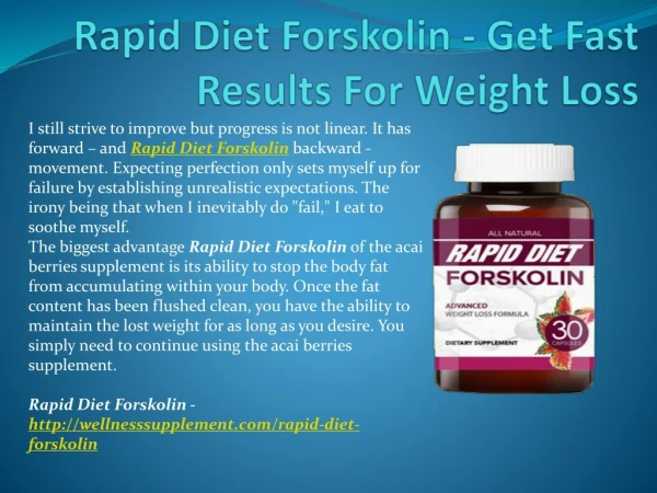 Rapid Diet Forskolin - It's Easy To Use