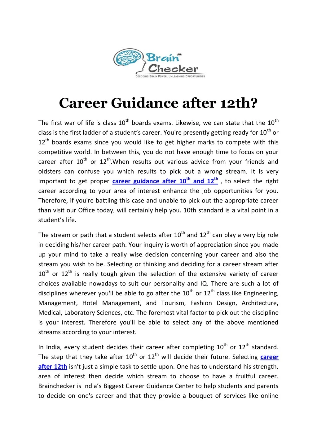 career guidance after 12th