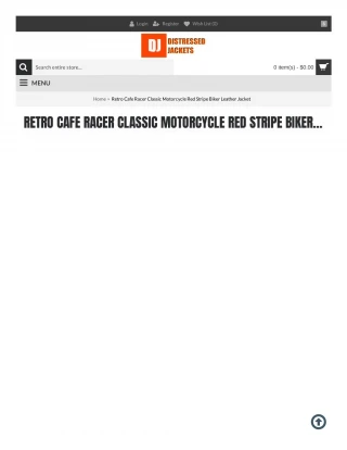 RETRO CAFE RACER CLASSIC MOTORCYCLE RED STRIPE BIKER LEATHER JACKET - slide 1