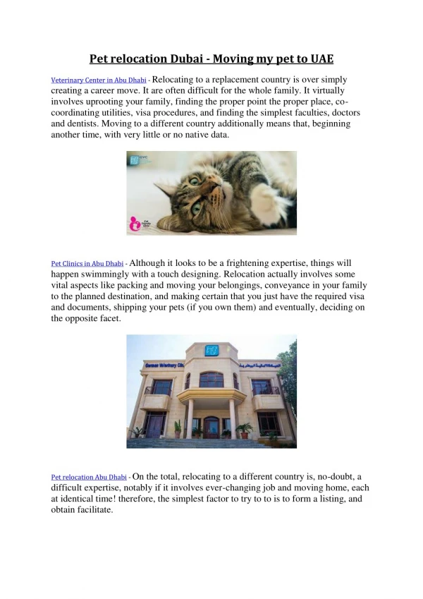 Pet relocation Dubai - Moving my pet to UAE