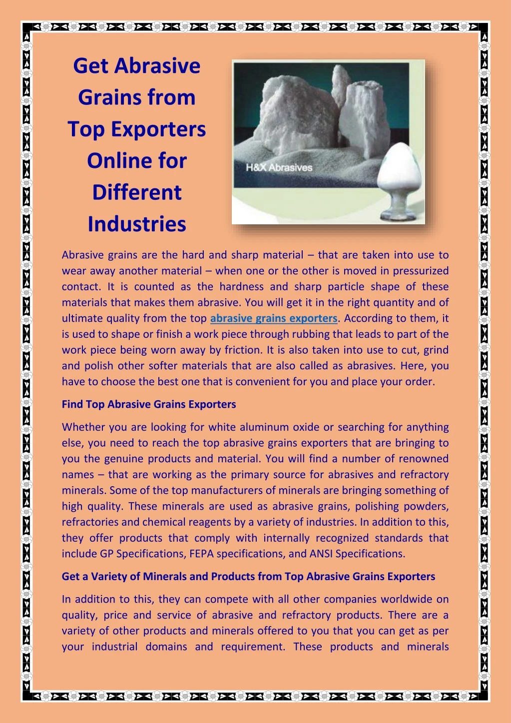 get abrasive grains from top exporters online