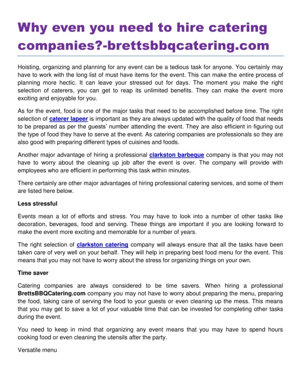 Why even you need to hire catering companies?-brettsbbqcatering.com