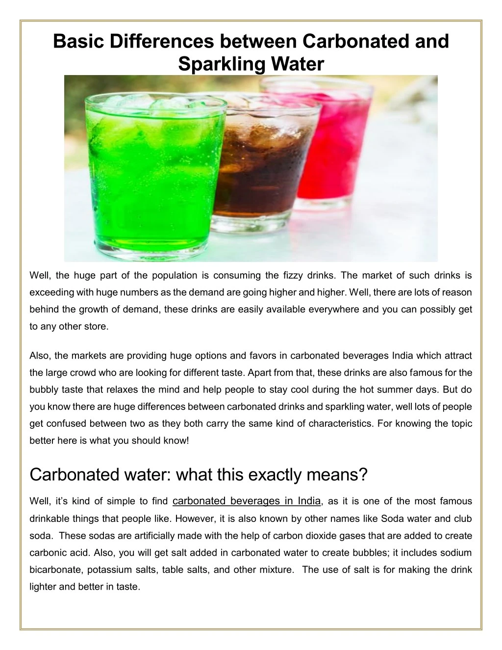 basic differences between carbonated