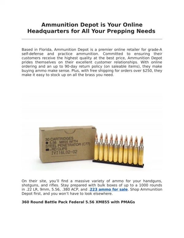 Ammunition Depot is Your Online Headquarters for All Your Prepping Needs