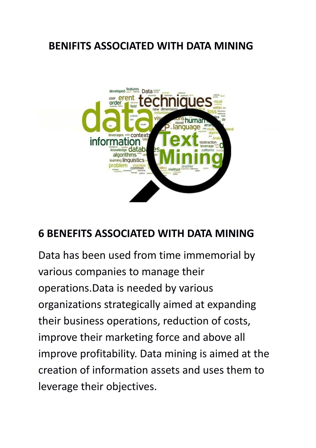 benifits associated with data mining