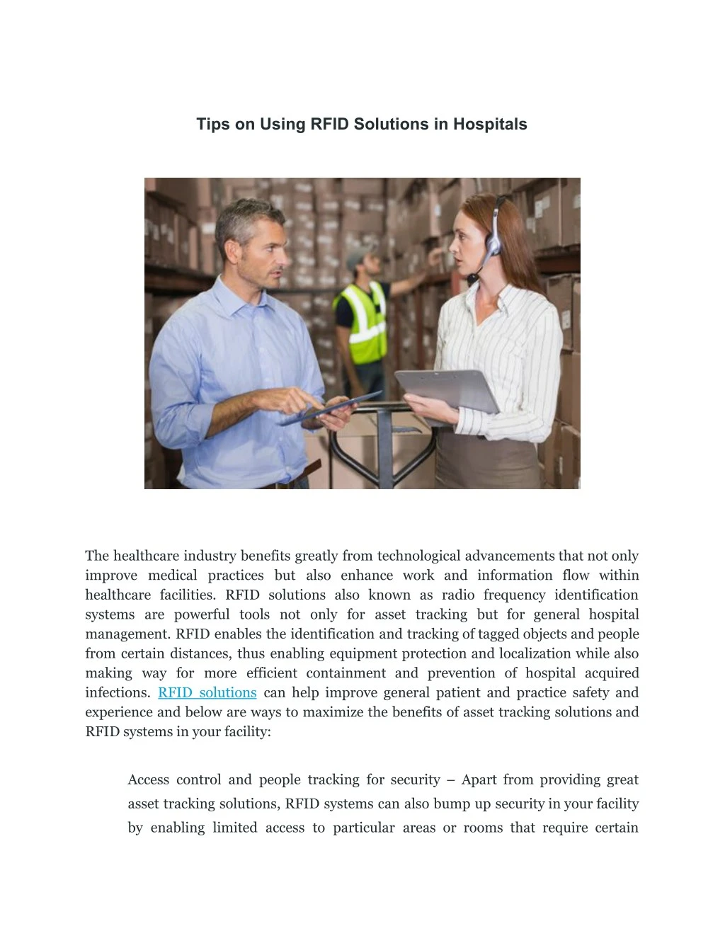 tips on using rfid solutions in hospitals