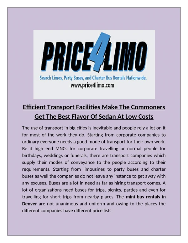 Price4limo provide the Charter Bus for rent in denver, colorado