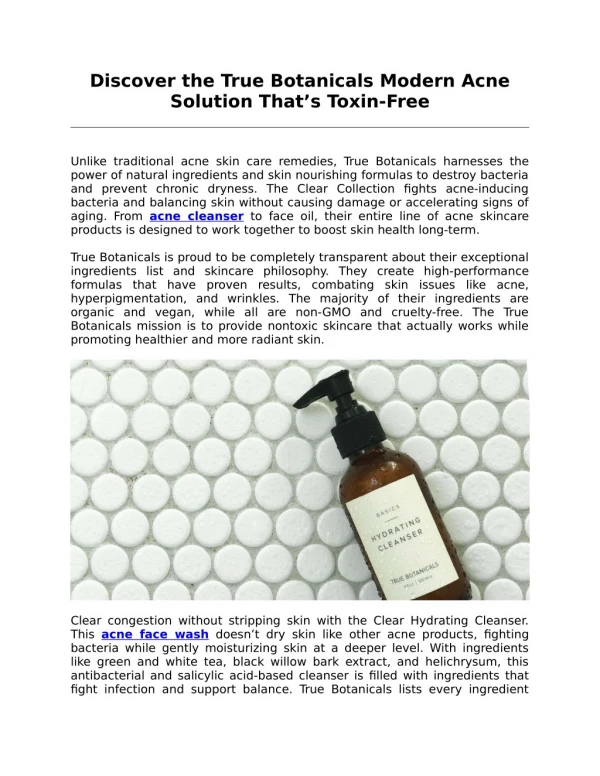 Discover the True Botanicals Modern Acne Solution That’s Toxin-Free