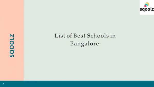 list of Top schools in Bangalore