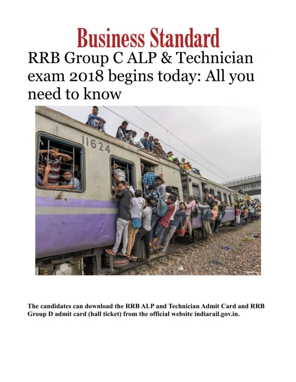 RRB Group C ALP & Technician exam 2018 begins today: All you need to know 