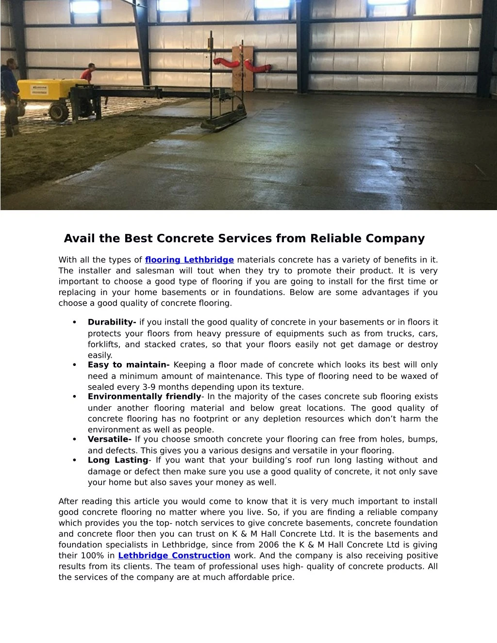 avail the best concrete services from reliable
