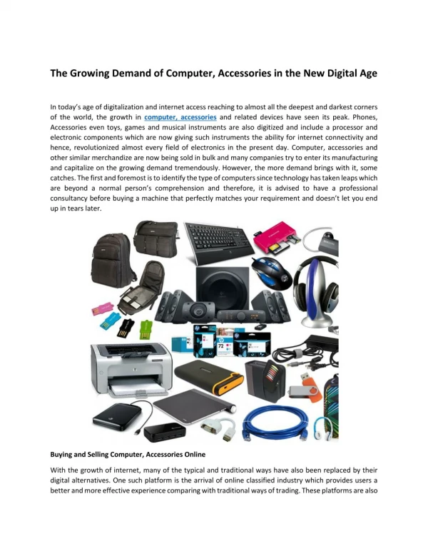 The Growing Demand of Computer, Accessories in the New Digital Age