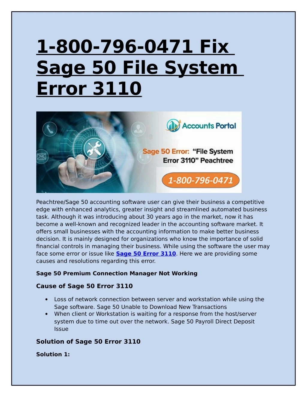 1 800 796 0471 fix sage 50 file system error 3110