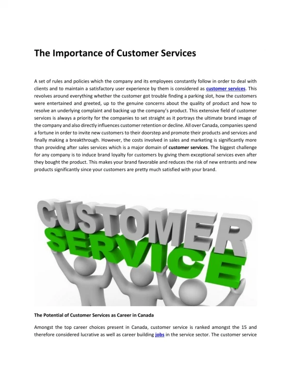 The Importance of Customer Services