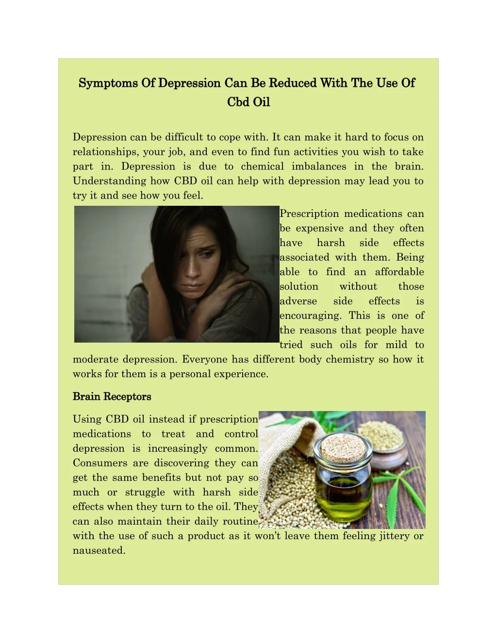 symptoms of depression can be reduced with