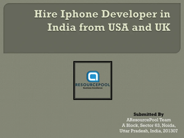 Hire Iphone App Developer India - AResourcePool