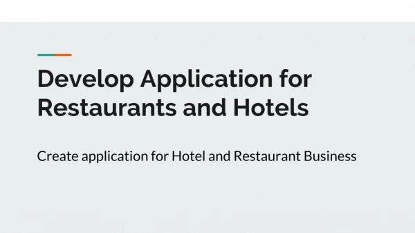App developer for Hotels and Resturants