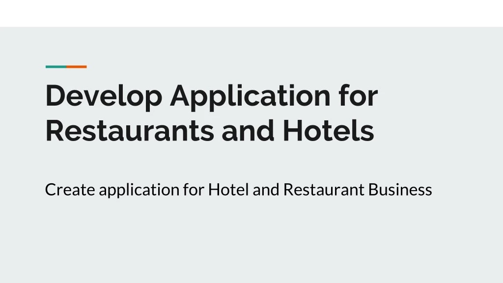 develop application for restaurants and hotels