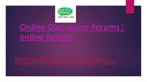 Online discussion forums| Online forums