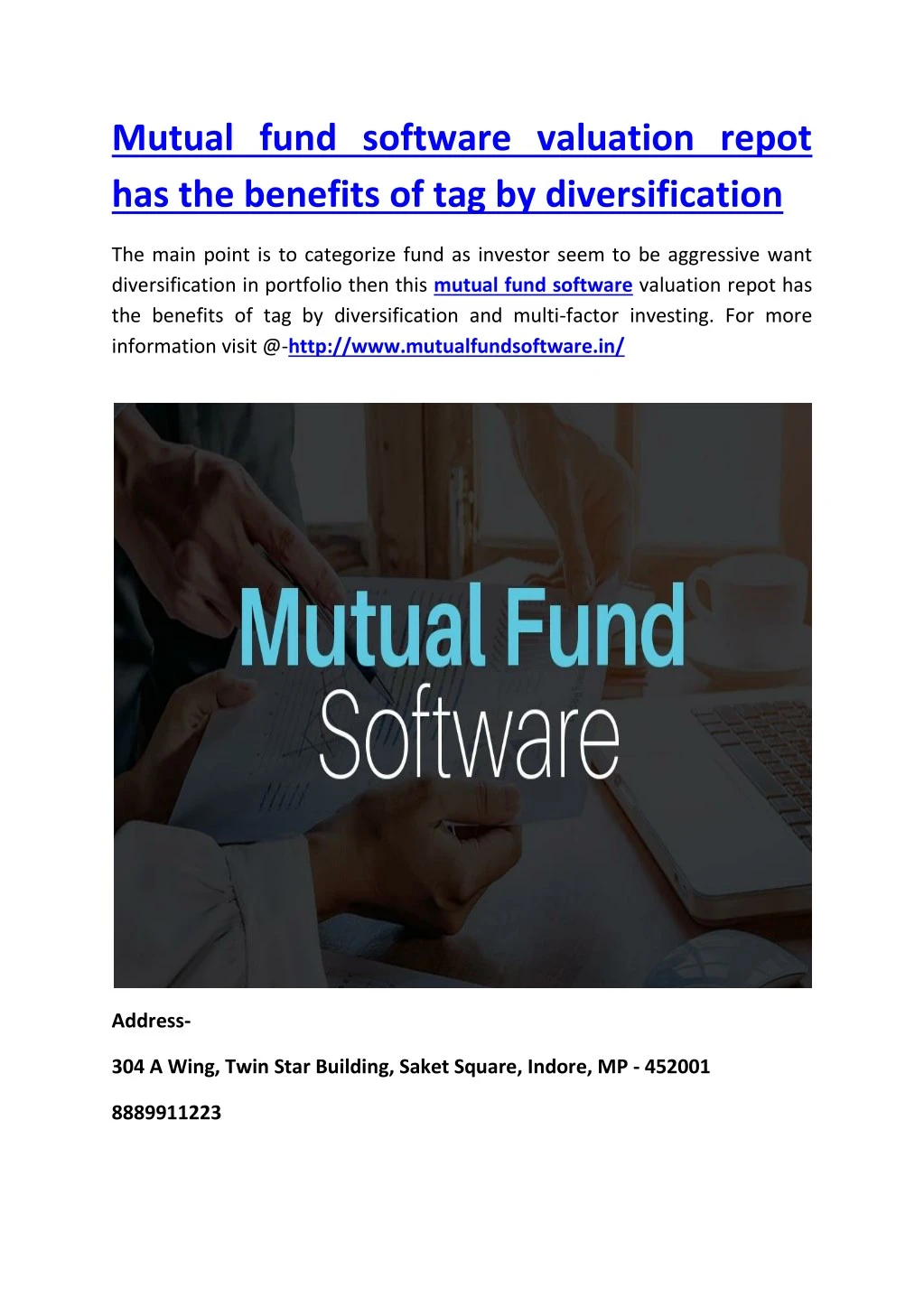 mutual fund software valuation repot