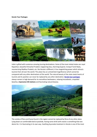 Kerala tour packages, kerala Holiday Packages, kerala travel packages