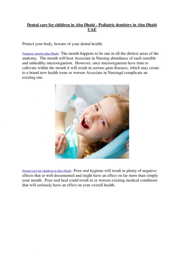 Dental care for children in Abu Dhabi - Pediatric dentistry in Abu Dhabi UAE