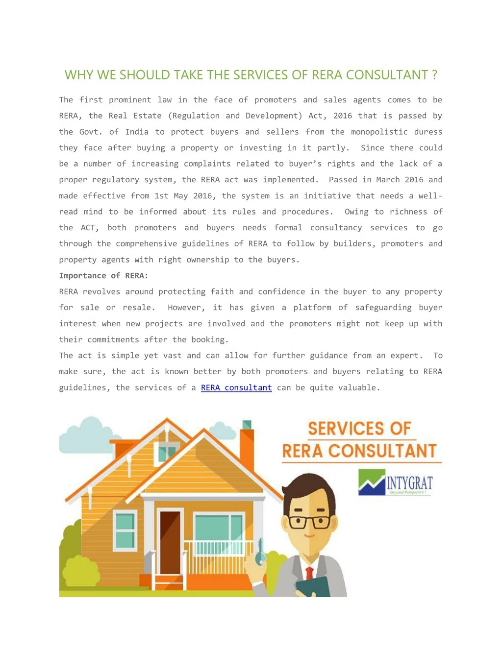 why we should take the services of rera consultant